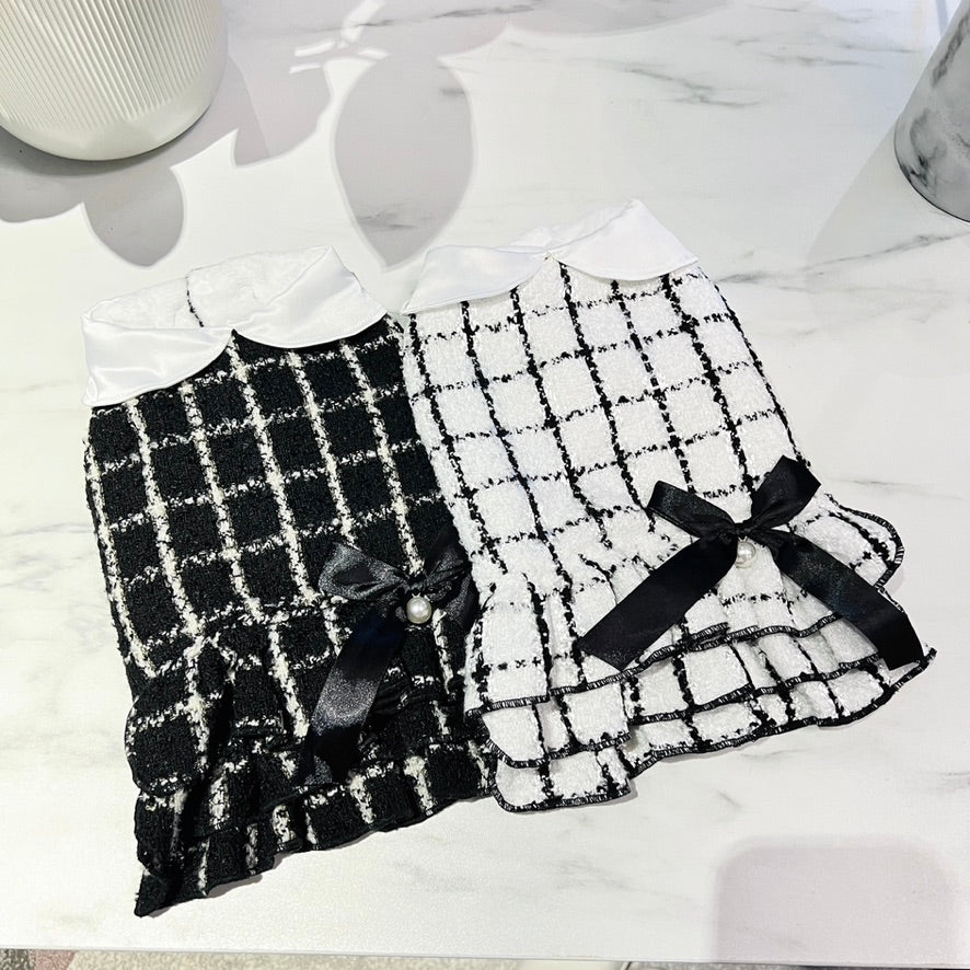 Coco Tweed Style Monochrome Pet Dress | Winter Version Available