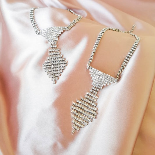 Elegant Rhinestone Pet Necklace & Tie | For Cats and Dogs