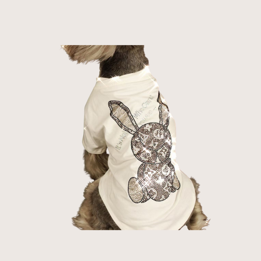 Glitter Shiny Rabbit T-shirt | Black and White | For Cats and Dogs