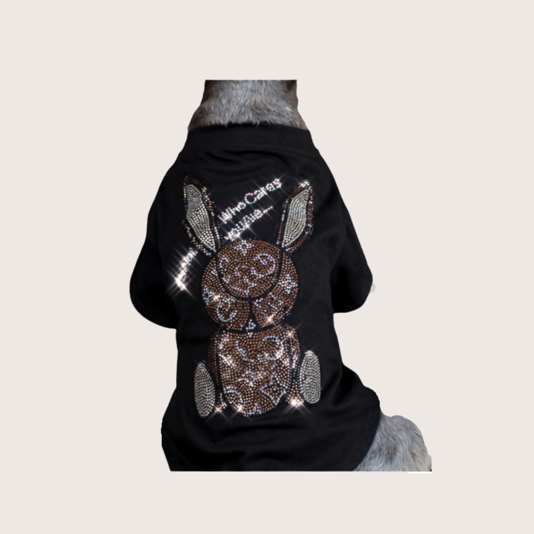 Glitter Shiny Rabbit T-shirt | Black and White | For Cats and Dogs