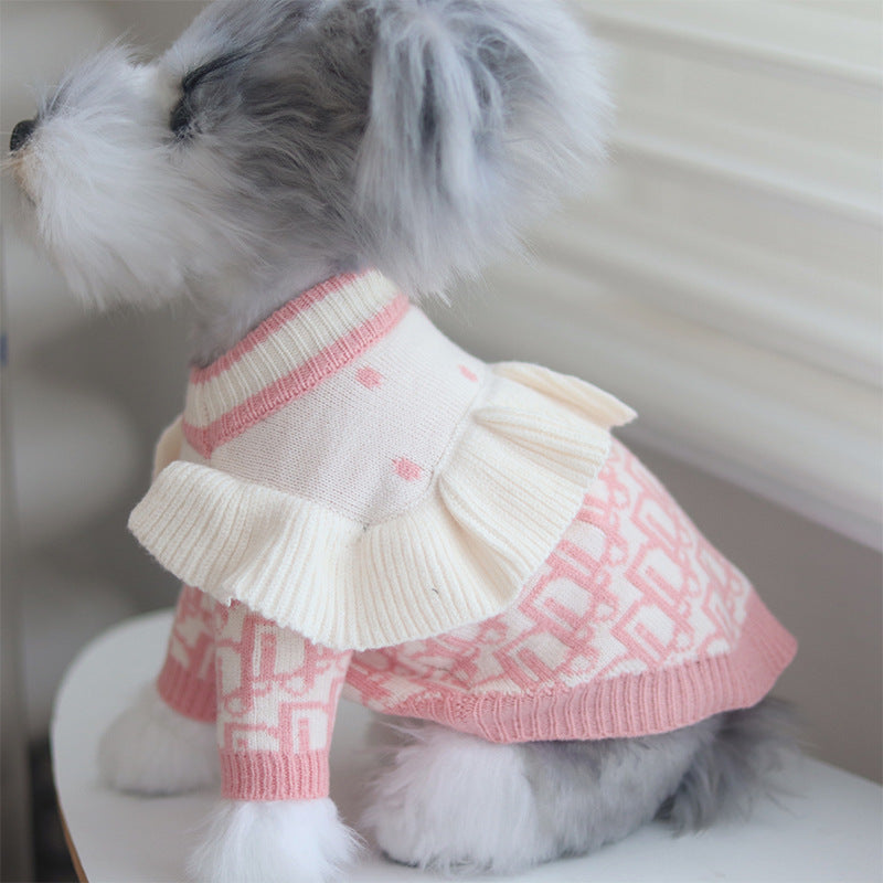 Pink Ruffle Print Sweater