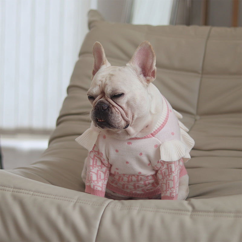 Pink Ruffle Print Sweater