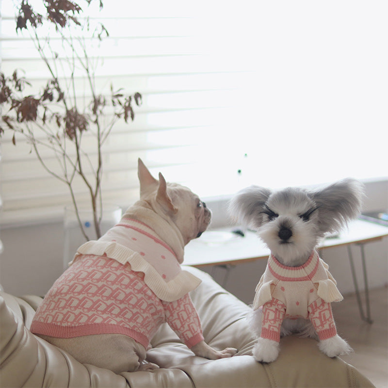 Pink Ruffle Print Sweater
